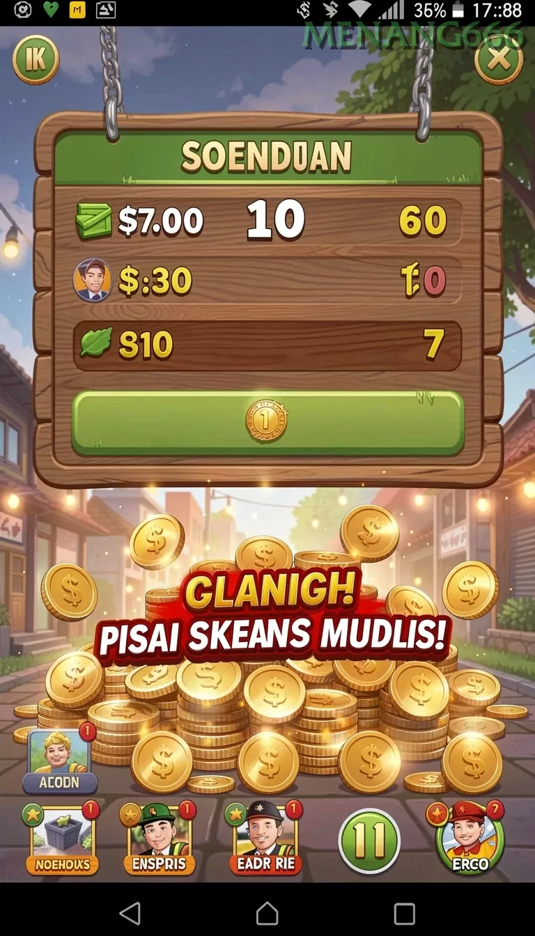 Cuplikan layar 77AG — menu navigasi