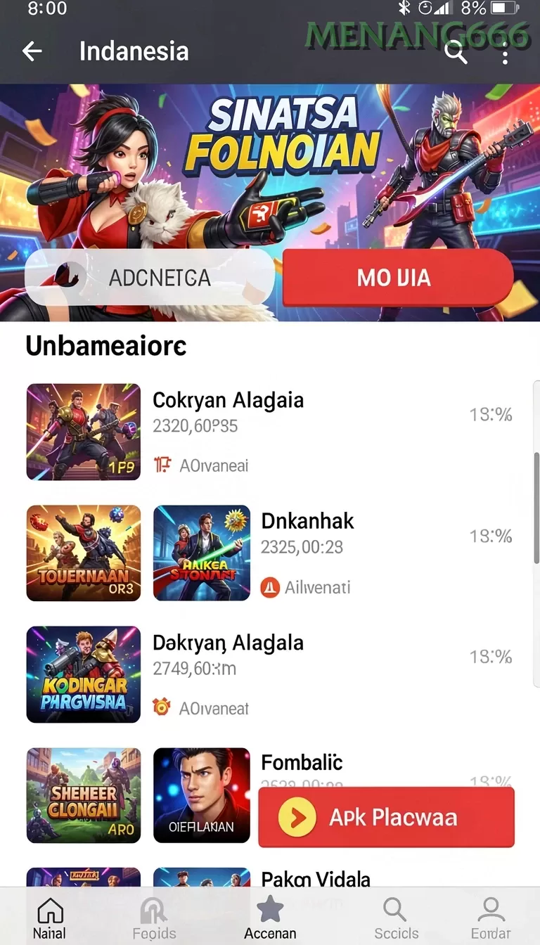 Cuplikan layar ZK9VIP — aktivitas